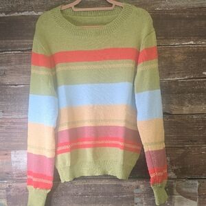 Striped Multicolor Sweater, Size L, NEW